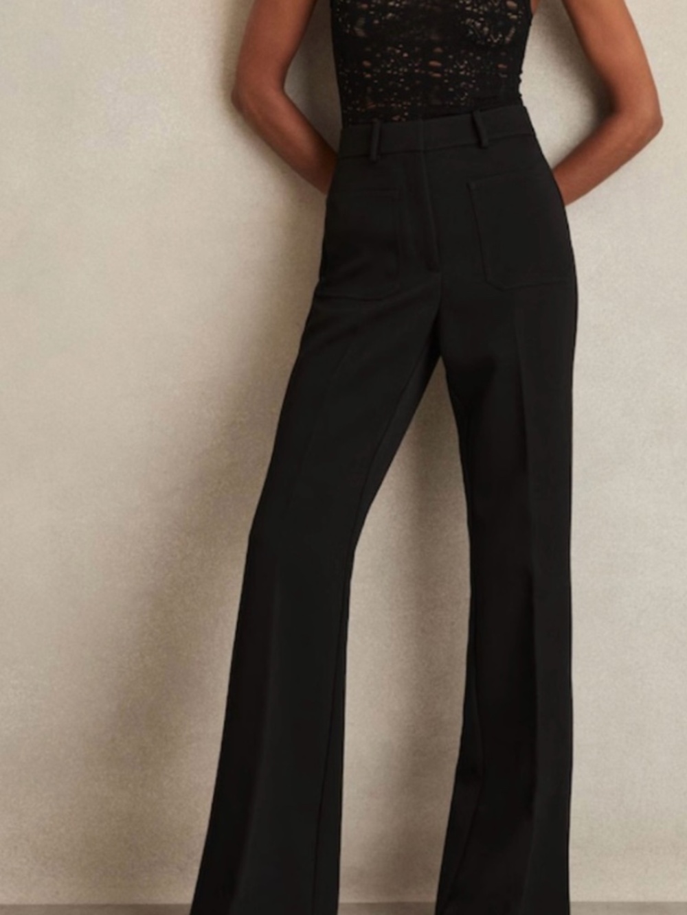 Reiss Sian High Waist Patch Pocket Trousers Black EUC Size 8